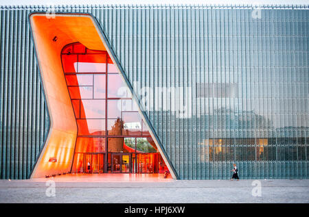 Musée de l'histoire des Juifs polonais, conçu par Rainer Mahlamaki. Varsovie. La Pologne. Banque D'Images