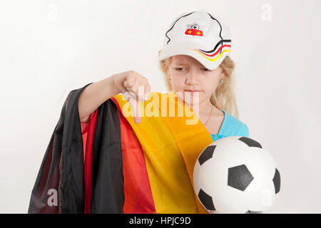 Enttaeuschtes modèle libéré , Deutschlandfan Fussballfan, als Maedchen - fan de foot Banque D'Images