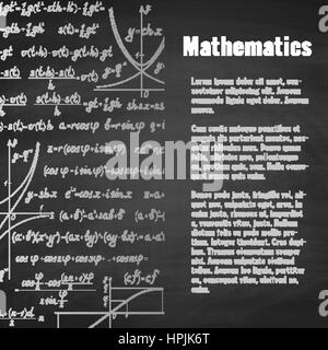 Mathématiques Résumé Contexte manuscrite avec copie espace droit. Tableau noir de l'école Illustration de Vecteur