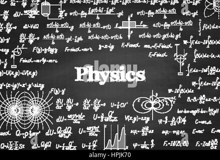 Vecteur physique modèle transparent avec des formules, des équations et des chiffres, à la main sur un tableau noir conception sans couture Illustration de Vecteur