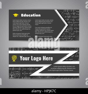 Ensemble de deux dépliants éducatifs élégant gris avec les mathématiques de base manuscrite Illustration de Vecteur