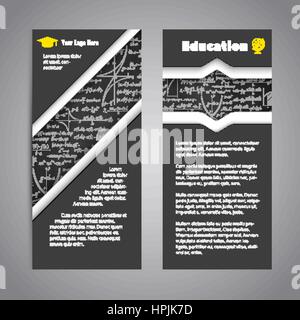 Ensemble de deux dépliants éducatifs élégant gris avec les mathématiques de base manuscrite Illustration de Vecteur