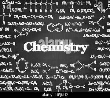 Bienvenue à l'école avec des formules chimiques et figure sur l'école tableau noir sur l'arrière-plan. L'École de l'enseignement de la chimie vector background Illustration de Vecteur