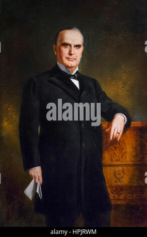 William McKinley. Portrait du 25e président des États-Unis, William McKinley en août Benziger, huile sur toile, 1897. Banque D'Images