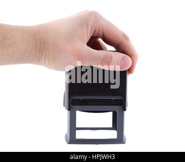 Timbre en businessman hand isolated on white with clipping path Banque D'Images