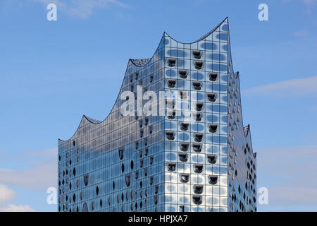 Façade en verre de l'Elbe Philharmonic Hall, Hambourg, Allemagne Banque D'Images