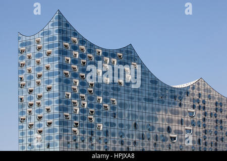 Façade en verre, Elbe Philharmonic Hall, Hambourg, Allemagne Banque D'Images