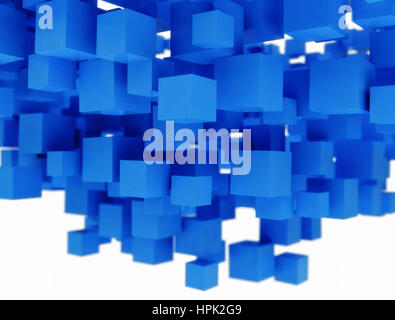 Résumé motif origines de 3D cubes bleus Banque D'Images
