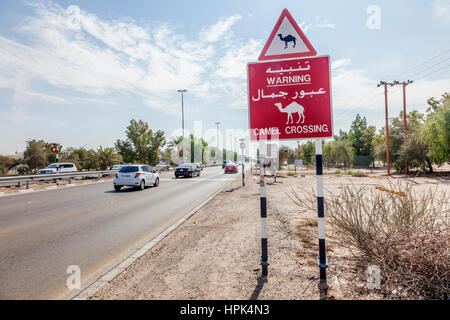 ABU DHABI, UAE - NOV 29, 2016 : passage à niveau à une route très fréquentée dans l'Émirat d'Abu Dhabi. Emirats Arabes Unis, Moyen Orient Banque D'Images