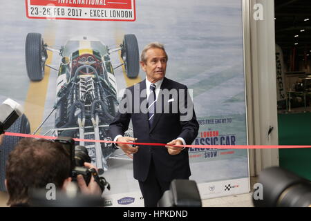 23 février 2017. Classic Car Show de Londres, London, UK © Enrique Guadiz/Alamy Live News. Dario Franchitti au London Classic Car Show 2017. Banque D'Images