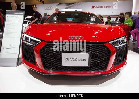 Toronto, Ontario, Canada. Feb 22, 2017. L'Audi R8 V10 plus, de l'afficheur pendant le Toronto International Auto Show à Toronto, Ont., le 22 février 2017. Credit : Lars Hagberg/ZUMA/Alamy Fil Live News Banque D'Images
