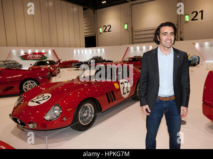 Dario Franchitti, trois fois vainqueur de l'Indy 500, ouvre la Ferrari Tribute Collection au London Classic car Show 2017. Banque D'Images