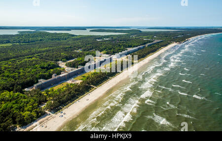 Prora, ancien KDF Mauvais resort de la Kraft durch Freude Nazi, l'autre avec plage de sable de Binz, sur l'île de Rügen, Usedom, Binz, littoral, beach cha Banque D'Images