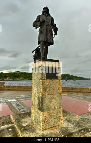 Monument à Pierre Le Moyne d'Iberville à La Havane, Cuba, qui a été soldat, capitaine de navire, explorateur, administrateur colonial, chevalier de l'ordre de Sain Banque D'Images