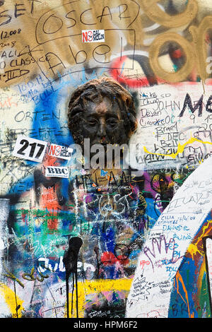 Mur de John Lennon dans l'île de Kampa.Prague. République tchèque Banque D'Images