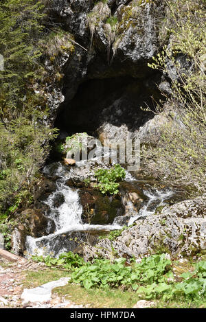 Cours d'eau sortant d'une grotte Banque D'Images