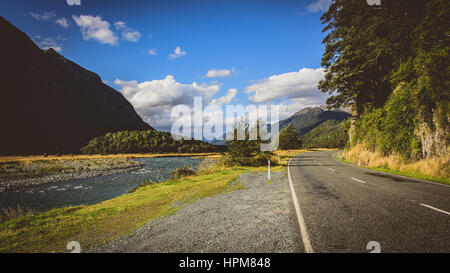 Sur la route entre Te Anau et Milford Sound, Nouvelle Zélande Banque D'Images