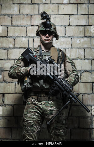 US Army Ranger avec machinegun Banque D'Images