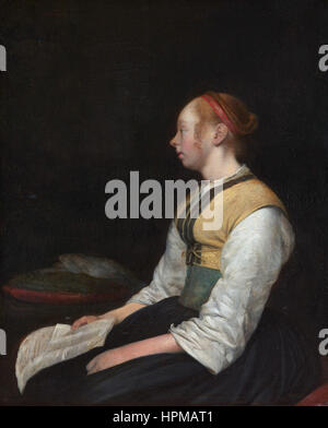 Gerard Ter Borch assis en costume paysan de fille Banque D'Images