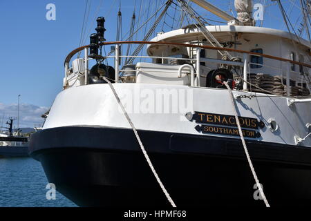 Eden, Australie - Jan 6, 2017. SV au Port d'tenace Eden. La STS est une tenace en bois moderne britannique de voile de bateau, spécialement conçu pour l'ac Banque D'Images