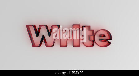 - Écrire un texte en verre rouge sur fond blanc - rendu 3D image image. Banque D'Images
