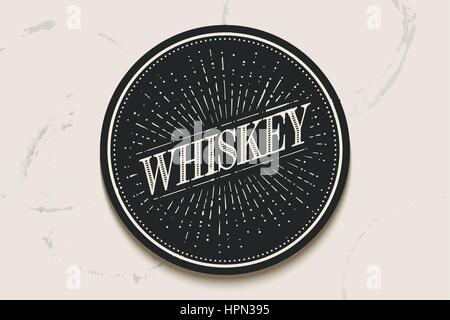 Boissons pour le verre-verre avec inscription Whiskey Illustration de Vecteur