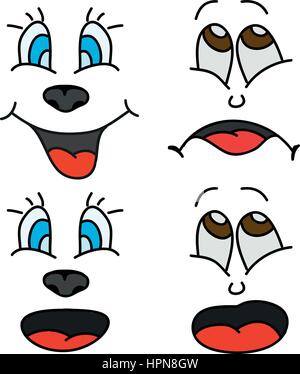 Quatre expressions du visage cartoon Illustration de Vecteur