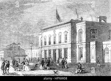 La gare de Blackwall, Londres, en 1858. Conçu par William Tite il a ouvert ses portes en 1840 Banque D'Images