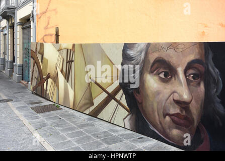 Les murales à Santa Cruz de Tenerife représentant l'amiral Nelson's repoussé attaque sur la ville en 1797. Banque D'Images