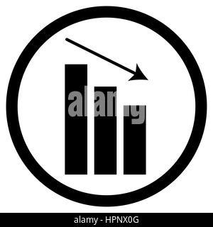 L'icône graphique vers le bas. Diminution des stocks des finances et crash, vector illustration Banque D'Images