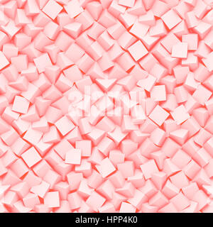 Seamless background faite de cubes disposés en diagonale dans des tons de rose (3d illustration) Banque D'Images