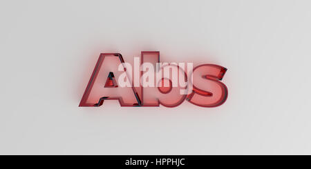 Abs - texte en verre rouge sur fond blanc - rendu 3D image image. Banque D'Images