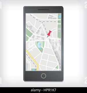 Navigation GPS mobile avec la carte Illustration de Vecteur