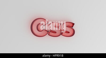 Css - texte en verre rouge sur fond blanc - rendu 3D image image. Banque D'Images