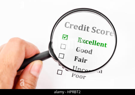 Pointage de crédit formulaire avec hand holding port. Banque D'Images