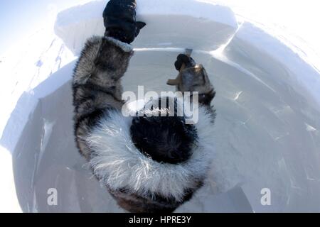 La construction d'un igloo sur la northpole Banque D'Images