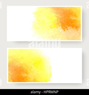 Ensemble de bannières vecteur vertical avec aquarelle splash. Aquarelle Orange design cards set Illustration de Vecteur