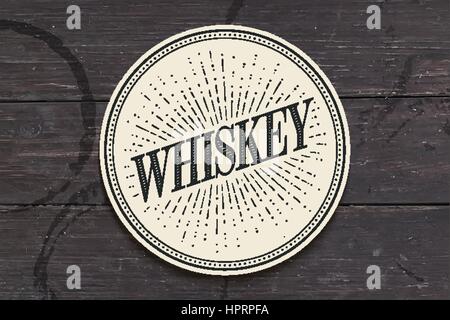 Boissons pour le verre-verre avec inscription Whiskey Illustration de Vecteur