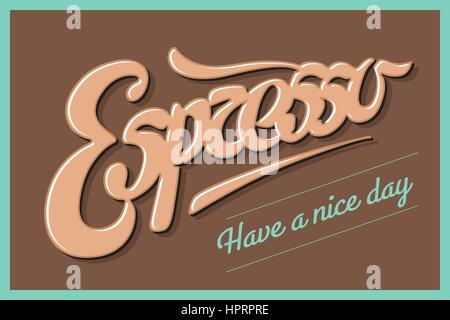 Café de l'affiche avec lettrage dessiné à la main l'Expresso Illustration de Vecteur