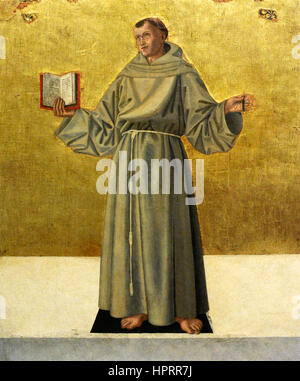 Saint Antoine de Padoue (1195-1231). Prêtre portugais. Portrait par Maître de San Giovanni da Capestrano (15e siècle), 1455-1460. Musée national de Capodimonte. Naples. L'Italie. Banque D'Images