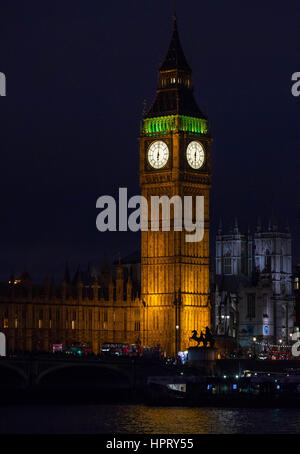 Vue générale GV de Big Ben, l'Elizabeth Tower, chambres du Parlement, le Palais de Westminster, Londres Banque D'Images