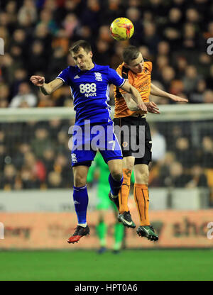 Birmingham City's Robert Tesche (à gauche) et Wolverhampton Wanderers' Jon Dadi Bodvarsson bataille pour le bal pendant le match de championnat Sky Bet à Molineux, Wolverhampton. Banque D'Images