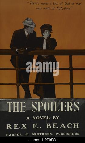 Poster publicité pour un livre intitulé Les déporteurs par Rex E Plage qui affiche un homme et une femme qui sont appuyé contre un rail, 1903. À partir de la Bibliothèque publique de New York. Banque D'Images