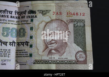 500 roupies billet indien, Gandhi Banque D'Images