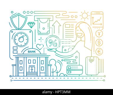 Services bancaires - design - composition de la ligne de gradient de couleur Illustration de Vecteur