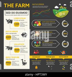 L'agriculture biologique vector infographic template et icônes de modèle plat Illustration de Vecteur