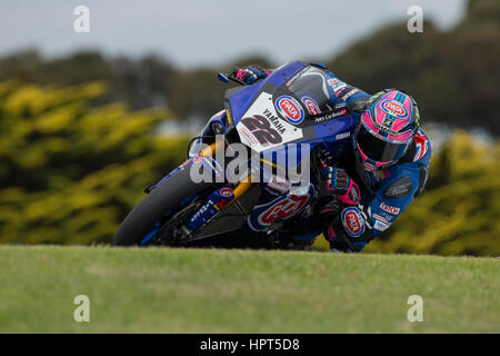 Phillip Island, Australie. 24 Février, 2017. Essais libres session 2. Alex Lowes, Pata Yamaha World Superbike. 6e place. Credit : Russell Hunter/Alamy Live News Banque D'Images