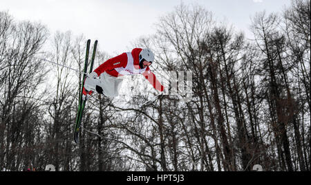 Sapporo, Japon. Feb 24, 2017. Horishima Ikuma du Japon au cours de la concurrence d'hommes de bosses en ski acrobatique au 2017 Jeux Asiatiques d'hiver à Sapporo Sapporo, Japon, le 24 février 2017. Credit : Jiang Wenyao/Xinhua/Alamy Live News Banque D'Images