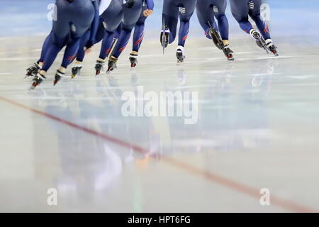 Hokkaido, Japon. Feb 23, 2017. Detail Shot/vue générale : Patinage de vitesse au cours de la 2017 Jeux Asiatiques d'hiver de Sapporo à Obihironomori - Patinage de vitesse Rink à Hokkaido, Japon . Credit : AFLO SPORT/Alamy Live News Banque D'Images