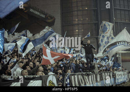 Copenhague, Danemark. Feb 23, 2017. FC Copenhague fans vu au cours de la Ligue Europa ronde de 32 match entre FC Copenhague et Ludogorets Razgrad à Telia Parken. Gonzales : Crédit Photo/Alamy Live News Banque D'Images